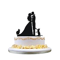 Wedding cake topper with two cats pet silhouette