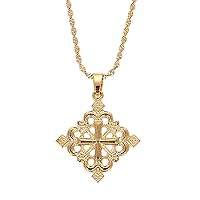 BR Gold Jewelry Ethiopian Big Cross Pendant Necklaces for Women Men Ethiopian Chain Eritrea