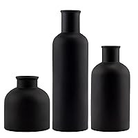 AuldHome Black Ceramic Vases (Set of 3); Matte Black Decorative Pottery Vases