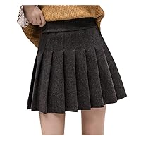 Casual Streetwear Pleated Skirt, Women Winter Wool Short Skirts, A-Line Mini Gray Black School Skater Skirt