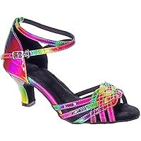 Womens Ballroom Latin Dance Shoes Tango Swing Jazz 2.4IN Social Heels Weave Jazz Sandals Customized Heel