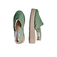 (Green) Hemp Fabric Women's Shoes Handmade Sandals Wedges