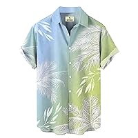 Mens Tropical Hawaiian Shirts Button Down Cruise Casual Caribbean Short Sleeve Bowling Beach Lapel Trendy Summer Golf