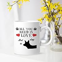 Ceramic Coffee Mug Cup Pet Dog Lover Gifts for Men Woman Personalized Animal Dog Silhouette for Hot Beverages Chocolate Tea White 11 Ounce Gift for Women And Men