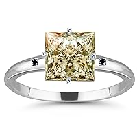1.98 ct VVS1 Princess Real Moissanite Engagement Silver Plated Ring Off White Yellow Color Size 7