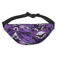 marble purple Adjustable Belt Hip Bum Bag Fashion Water Resistant Hiking Waist Bag for Traveling Casual Running Hiking Cycling
