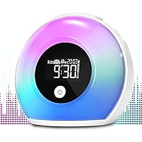Kids Alarm Clock with Bluetooth Speaker, 4 Level Brightness & Colorful Night Light, Digital Alarm Clock for Kids, Teen, Girls