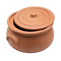 Hakan Handmade Clay Pot with Lid, Natural Unglazed Earthen Cookware, Terracotta Pot, Casserole Dish, Rice Cooking, Clay Pot, Terracotta Pan, Korean, Indian, Mexican Dish, Small, 2.6 Quarts (2.5 L)