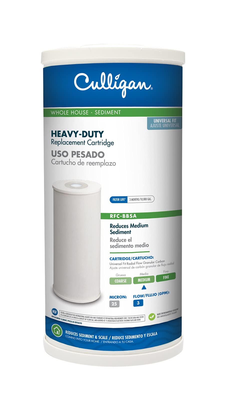 Culligan RFC-BBSA 25 Micron Whole House Water Filter for Sediment, 10