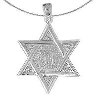 Gold Star Of David Necklace | 14K White Gold Star of David with Chai Pendant with 16