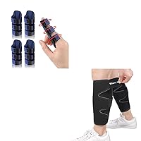 Trigger Finger Splint for Straightening Blue 4pcs and Calf Brace for Torn Calf Muscle 2pcs