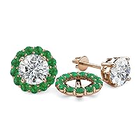 Emerald Halo Jacket for Stud Earrings 0.65 ctw 14K Rose Gold
