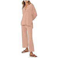 Women'S Trendy Outfits 2 Piece Lounge Set Slouchy Matching Suit Sweater Sets Cozy Knit Loungewear Oversized Outfit Comfy Sets Womens Summer Clothes