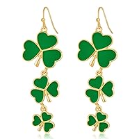 LILIE&WHITE Irish Four Leaf Clover Earrings Beer earrings Clover Earrings For Women Gold Earrings Dangle Drop Earrings St Patricks Day Earrings Green Four Leaf Clover Earrings Jewelry Gifts