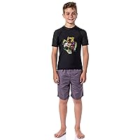 Ben 10 Boys' Short-Sleeve Swimsuit Rashguard Top Swim Shirt for Pool Outside (10/12) Black