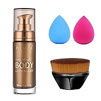 PHOERA Body Shimmer Luminizer, Waterproof Moisturizing and Glow For Face & Body, Radiance All In One Makeup, Face Body Glow Illuminator, Body Highlighter 1fl.oz. (103 Glistening Bronze)