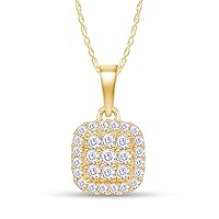 SAVEARTH DIAMONDS 1/3 Carat Round Cut Lab Created Moissanite Diamond Cluster Pendant Necklace In 14K Gold Over Sterling Silver Jewelry For Women With 18