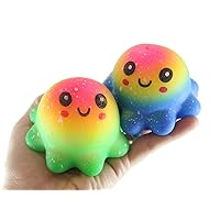 2 Soft Octopus Stress Balls - Soft Cream Doh Filled Stress Ball - Squishy Gooey Squish Sensory Squeeze Balls - Lover Gift (Random Colors)