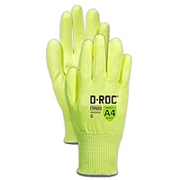 MAGID GPD545HV6 D-ROC HPPE Blend PU Palm Coated Gloves, Size 6, Hi-Viz Yellow (12 Pairs)