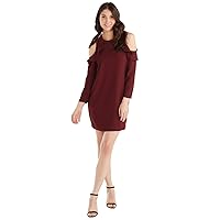 Mud Pie Aria Women's Cold Shoulder Long Sleeve Dress, Red, Large