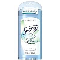 Secret Invisible Solid Antiperspirant Deodorant, White, Unscented, 2.6 Ounce