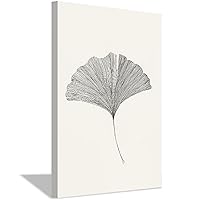 Peinneis Abstract Beige Line Ginkgo Biloba Poster Pictures Modern Wall Art Decor Canvas Painting Living Room Home Decorative (8x12inch(20x30cm),No Frame)