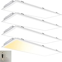 2x4 LED Flat Panel Light Drop Ceiling, 3000K 4000K 5000K Selectable, 0-10V Dimmable, 30W 40W 50W Options, 100-277V, ETL, 4 Pack