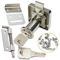 Automatic Lock Tongue Cabinet Doors Drawer Safety Closet Lock with Keys  Deadbolt (Keyed Alike) Single Double Door General Purpose Fits on 1.06