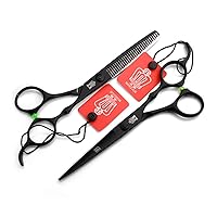 Professional Hairdressing Scissors Set, 6.0Inch Thinning Shears Kit, Textured Blended Scissors, with Black Storage Case, Sharp and Durable, for Men, Women and Kids