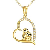Sloth Gifts for Women Girls 14k Yellow Gold Sloth Pendant Necklace Heart Jewelry for Women Girls