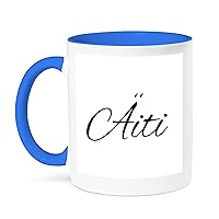3dRose Aiti-Word for Mom in Finnish-Mother in Different Languages Finland Two Tone Mug, 1 Count (Pack of 1), Blue