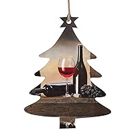 Grape Wine Print Christmas Wooden Shaped Hanging Ornaments Xmas Tree,Home Pandemic Santa Keepsake