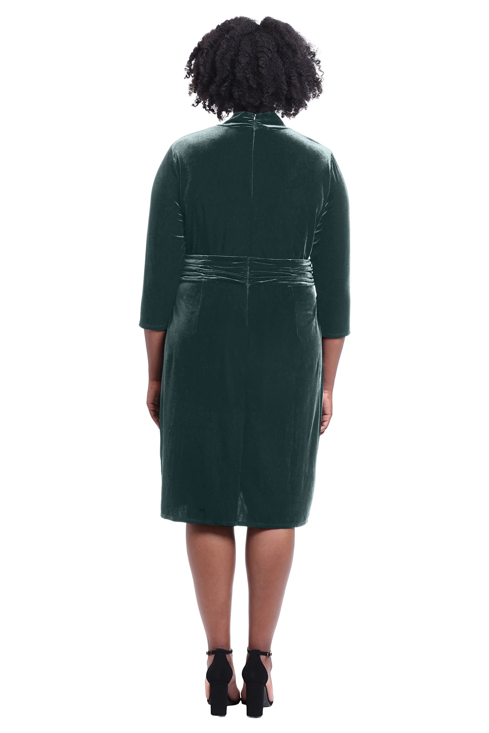 London Times Women's Plus Size 3/4 Sleeve Mock Neck Tulip Skirt Dress