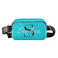 Custom Bright Teal Fanny Pack for Women Men Personalizied Belt Bag Crossbody Waist Pouch Waterproof Everywhere Purse Fashion Sling Bag for Running Travelling