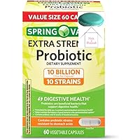Spring Valley Extra Strength Probiotic Vegetable Capsules 10B CFU, 60 Count + 1 Mini Pill Container (Style & Color Varies)