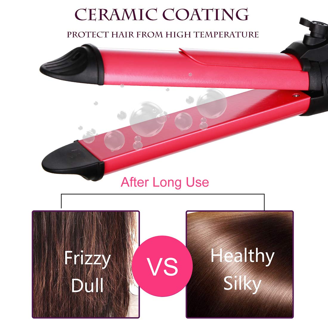 2 in 1 Hair Straightener and Curler Hair Curling Iron 1 to 1.2 Inch Spinning Hair Wand with Automatic Rotation for All Hiar Type Ceramic Flat Iron Auto Rotating Spiral Valentines Day Gifts for Women