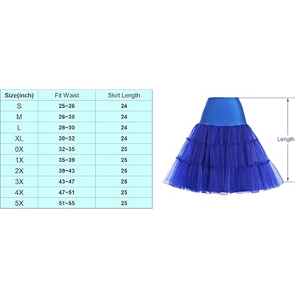 GRACE KARIN Women's 50s Petticoat Skirts Tutu Crinoline Slips Underskirts CL008922