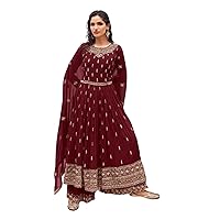 Red Punjabi Georgette Anarkali Palazo Salwar Kaeez Indian Wedding Dress 7378