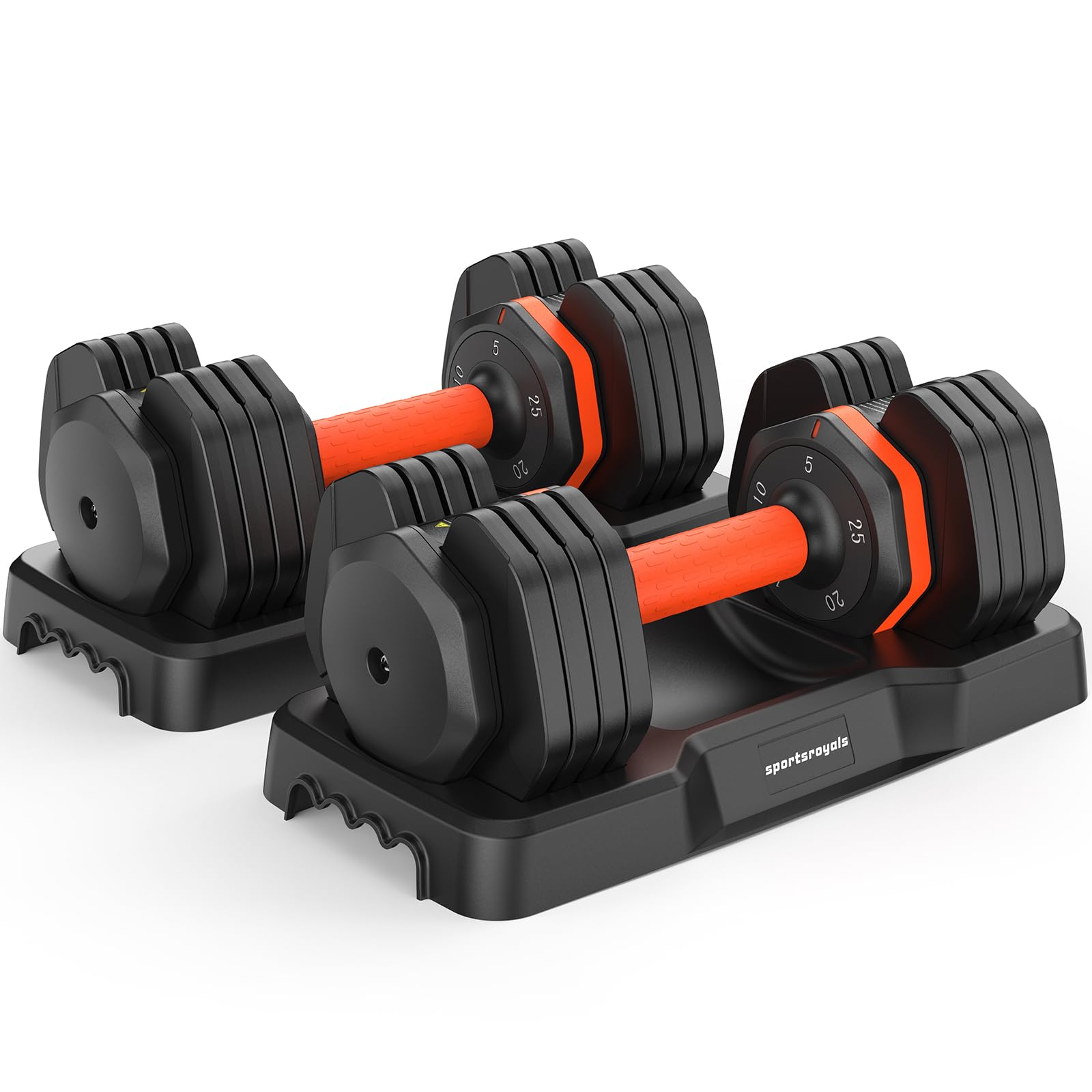 Sportsroyals Adjustable Dumbbells Set 25LB/55LB A Pair Dumbbell Weight,5 in 1 Free Weights 5/10/15/20/25lb/50lb Dumbbell with Anti-Slip Handle, Suitable for Home Gym Exercise Equipment