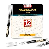 RIANCY Rollerball Pens Fine Point Black Gel Ink Pens 0.5mm for Note Taking Black Ink Rolling Ball Pens Fine Tip Quick-drying for Back to School