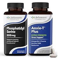 Anxie-T Plus - Extra Strength with Cognitive Support - Supports Mood & Mental Focus - Feel Calm and Relaxed - Eases Tension & Nervousness - Ashwagandha, Kava Kava, GABA & L-Theanine - 60 Capsules