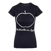 Womens The Beatles Diamante Apple Skinny T Shirt (Black) - X-Large
