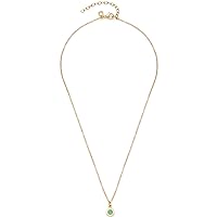 Leonardo Jewels Isa 023397 Necklace Stainless Steel Delicate Anchor Chain in Gold with Aqua Pendant 42-47 cm Length Personalised Back Jewellery Women, Stainless Steel, No Gemstone