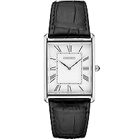 SEIKO Essentials Watch for Men - Essentials - Water Resistant with Stainless Steel Rectangular Case and Leather Strap