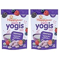 HAPPY BABY Organic Mixed Berry Yogurt Snacks, 1 OZ (Pack of 2)