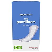 Daily Pantiliner, Long Length, Unscented, 40 Count, 1 Pack (Previously Solimo)