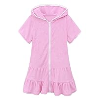 Little Girls Swim Cover Up Kids Swimsuit Coverup Zip Up Beach Bathing Suit Hooded Bathrobe Princess Gowns for Girls