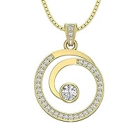 1.11 Ct Round Cut Diamond 14K Yellow Gold Finish Circle Pendant Cable Chain Necklace 1.20 Inch