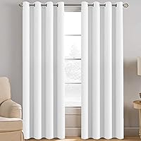 H.VERSAILTEX Pure White Curtain for Living Room Thermal Insulated Window Treatment Curtain Extra Long 108 inch Length Energy Saving Solid Grommet Top Room Darkening Drape, One Panel, 52