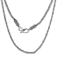 Sterling Silver 3mm Round BYZANTINE Chain Necklaces & Bracelets for Men & Women Hook & Eye Clasp Oxidized Nickel Free 7-30 inch
